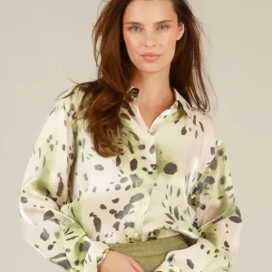 Isaline blouse allover print groen/crème Yest