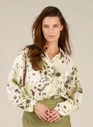 Isaline blouse allover print groen/crème Yest