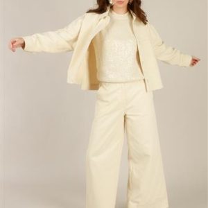 Broek Ilaria wide fit naturel tint Yest