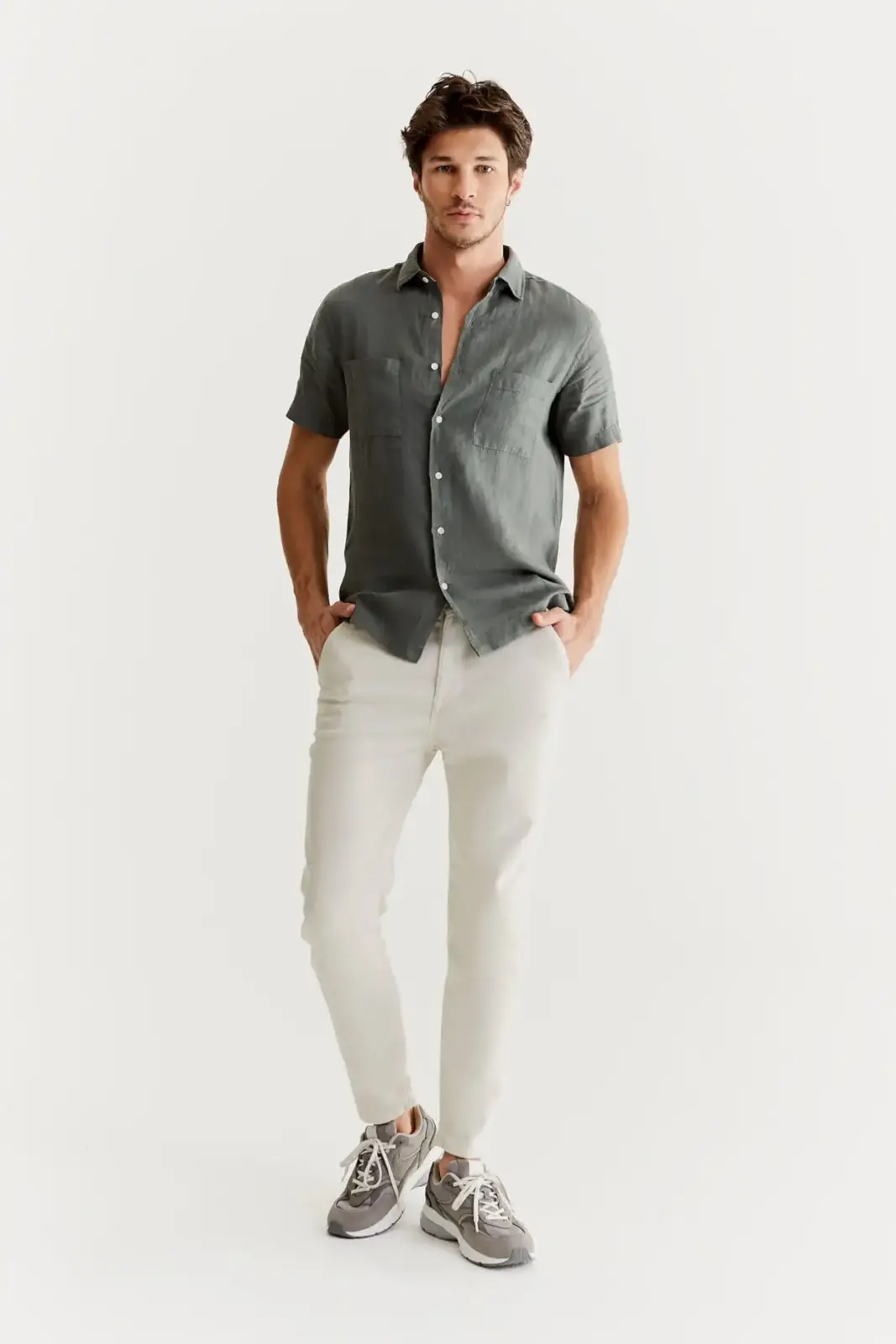 Felix Mid Waist Regular Length Jogger Chino Trouser Stone COJ