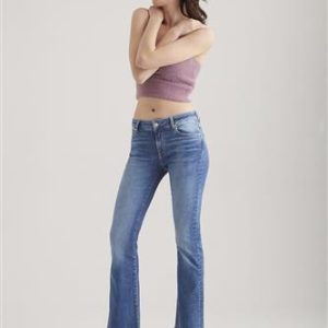 Laura medium blue Mid Waist Full Length 5 Pocket Jeans COJ