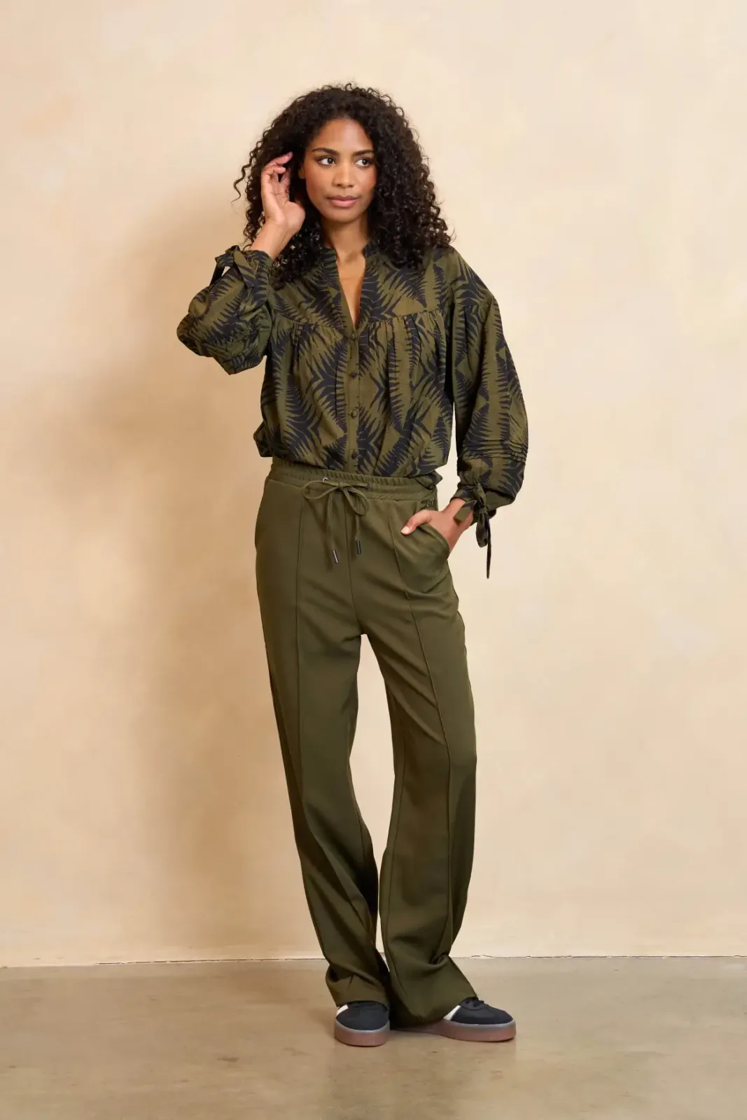 Blouse Annika groen + print Lofty Manner