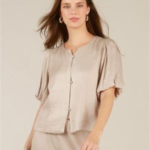 Blouse Irma met knoopjes  light taupe Yest