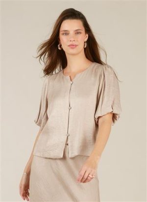 Blouse Irma met knoopjes  light taupe Yest