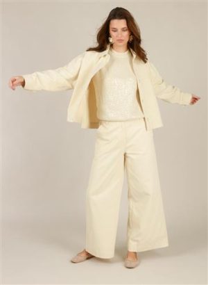 Broek Ilaria wide fit naturel tint Yest