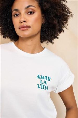 T-shirt Elinea white artwork voor & achterkant Lofty Manner