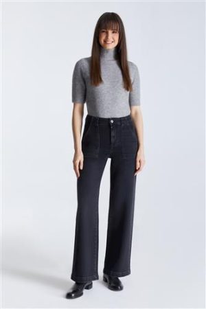 Lulu black VT High Waist Full Length Patch Pocket Jeans COJ