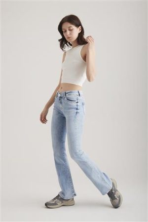 Laura Light blue VT Mid Waist Full Length 5 Pocket Jeans COJ