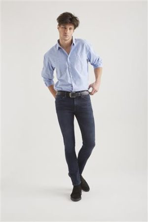 Leo blue black Mid Waist Regular Length Super Flex 5 Pocket Jeans COJ