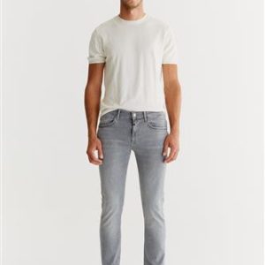 Leo light grey Mid Waist Regular Length Super Flex 5 Pocket Jeans COJ