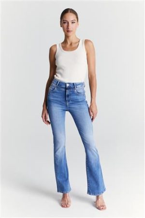 Matilda medium blue Ultra High Waist Full Length 5 Pocket Jeans COJ
