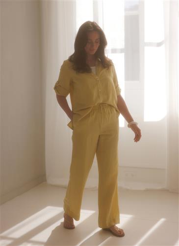 Broek Merel Essential Raffia Yellow 55% linnen 36 Yest