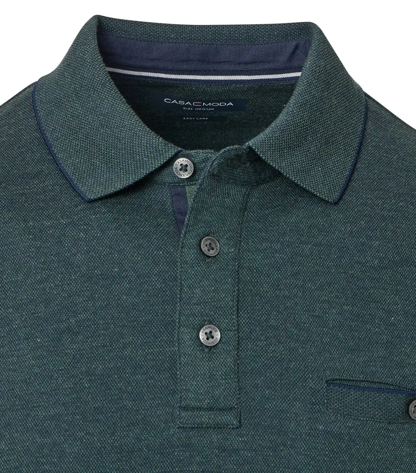 Polo,gesteept,lange mouw groen +borstzak Casa Moda