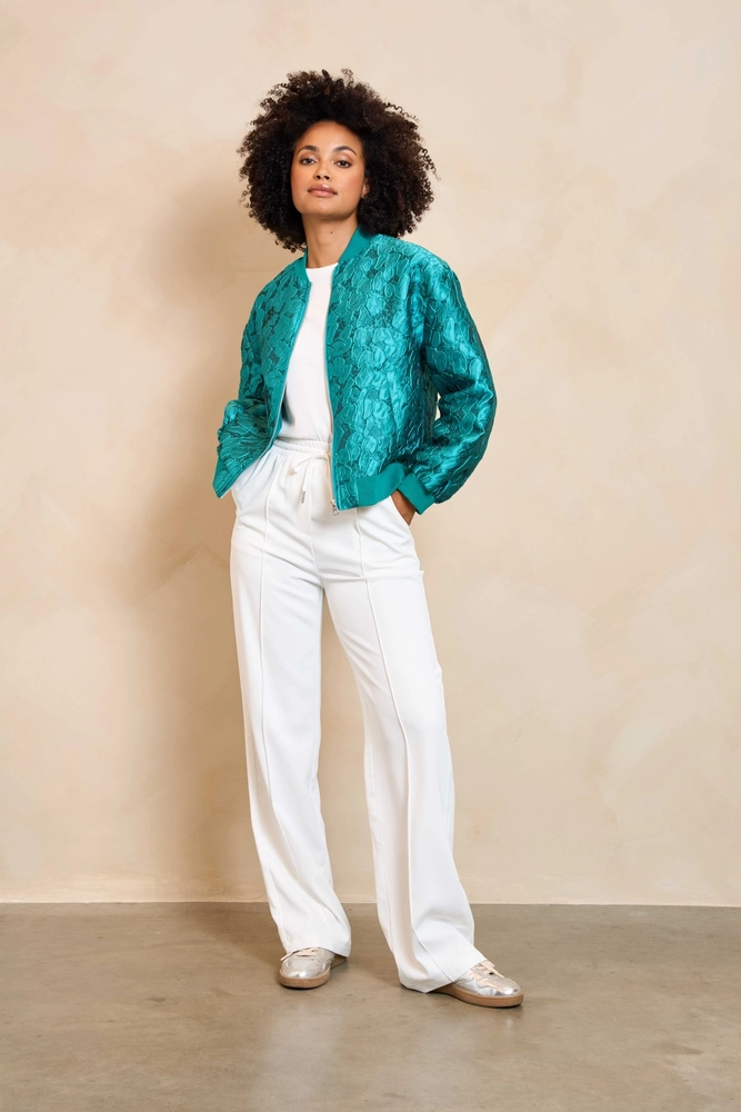 Jacket Alvee Teal jasje met ronde hals Lofty Manner