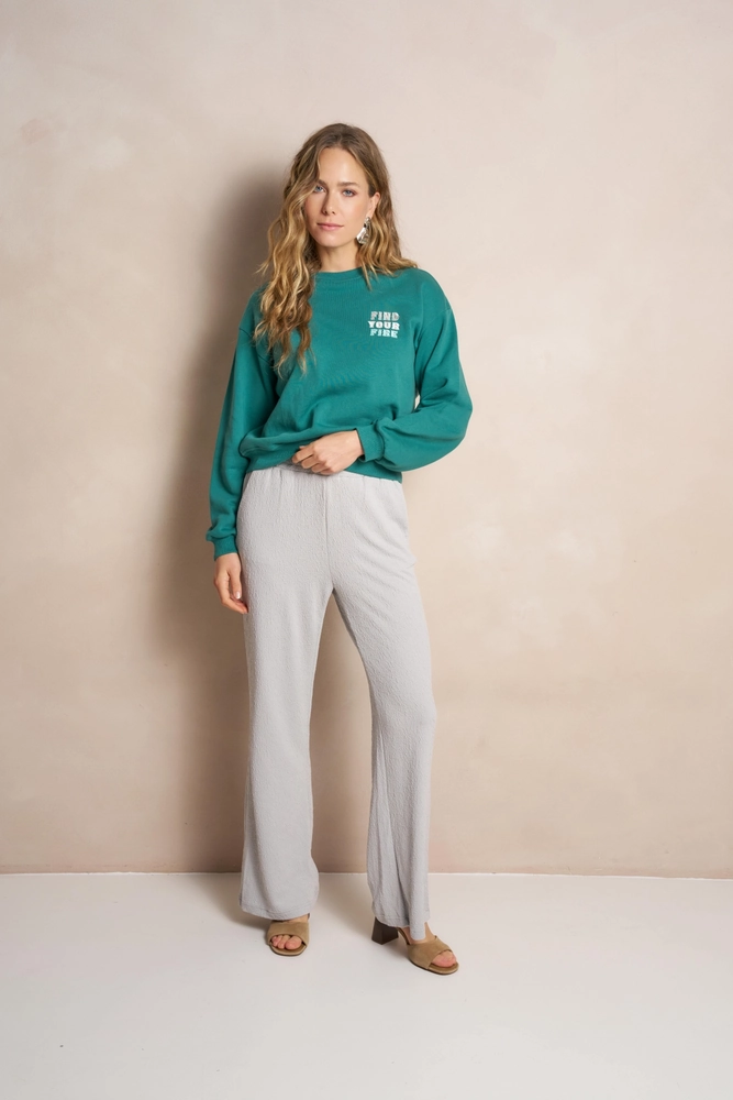 Sweater Brinley teal sweater ronde hals Lofty Manner