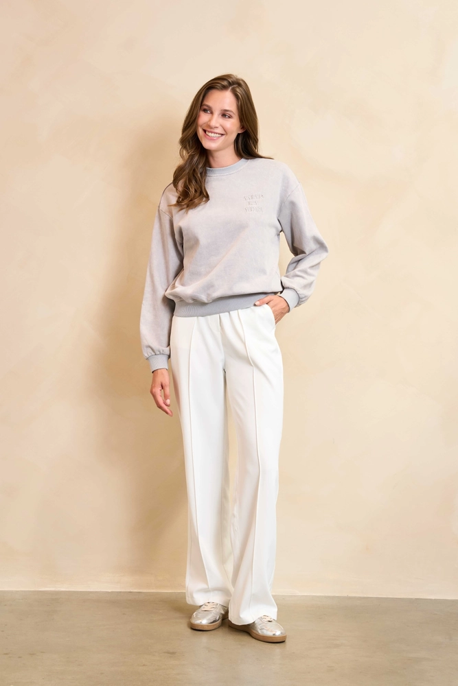 Sweater Brinley grijze sweater ronde hals Lofty Manner