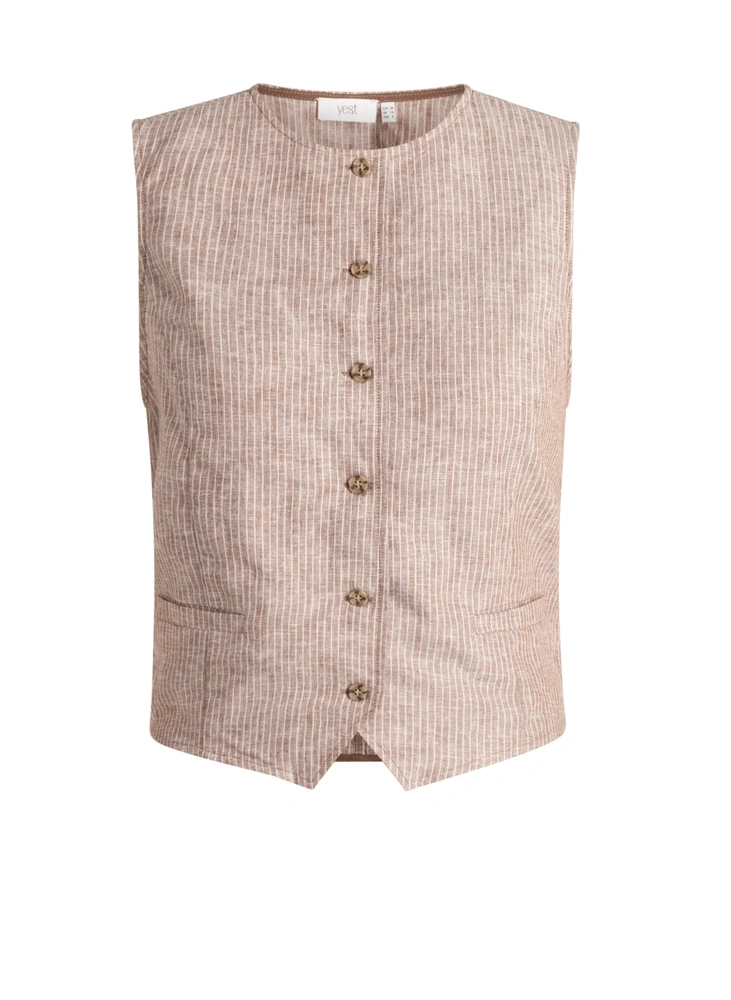 Vestje gilet Malia 55% Linen regular fit 36 Yest