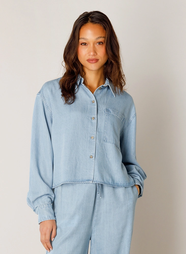 Blouse Bea denim Comfort Fit mid blue Base level